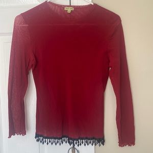 Red, petit pois long sleeve shirt and skirt set size M